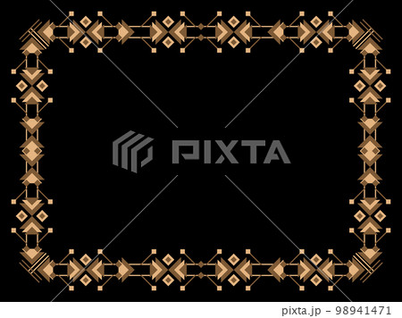 Art deco frame. Vintage linear border. Design a template for invitations, leaflets and greeting cards. Geometric golden frame. The style of the 1920s - 1930s. Vector illustration Art deco frame. Vintage linear border. Design a template for invitations, leaflets and greeting cards. Geometric golden frame. The style of the 1920s - 1930s. Vector illustration 98941471