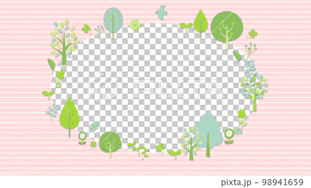 Birds and butterflies fly around, tree and flower frame background stripe Birds and butterflies fly around, tree and flower frame background stripe 98941659