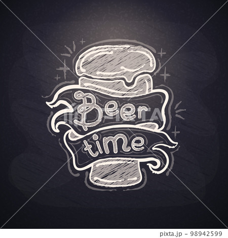 Hand Drawn Chalkboard Beer Time 98942599