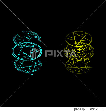 Abstract runes green shine isometric Abstract runes green shine isometric 98942692