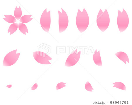 舞う桜と桜の花びらパーツ16種セットのイラスト素材 [98942791] - PIXTA