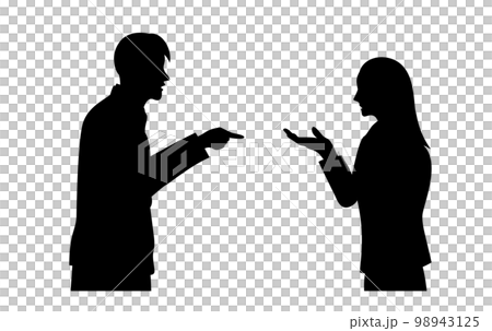 男人和女人打架的剪影插圖 98943125