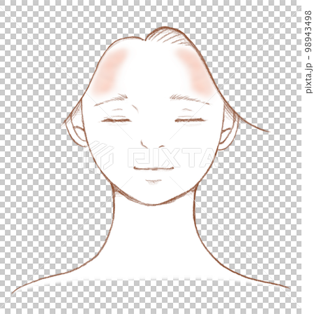 前額線條畫上有黃褐斑的女性臉部特寫圖 98943498