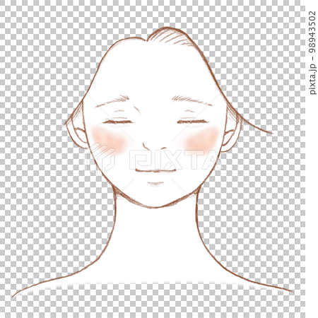 A close-up illustration of a woman's face with chloasma on her cheeks Line drawing 98943502