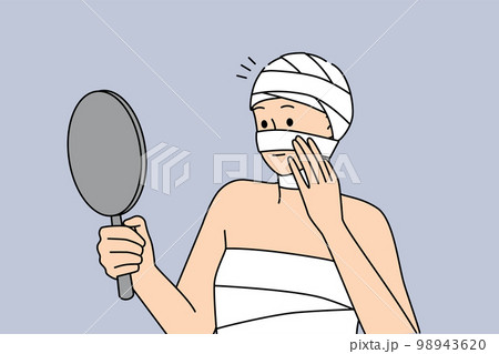Woman in bandages after plastic surgery  98943620
