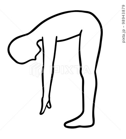 立位前屈、体が硬い人、人物のシルエット白黒 98943879