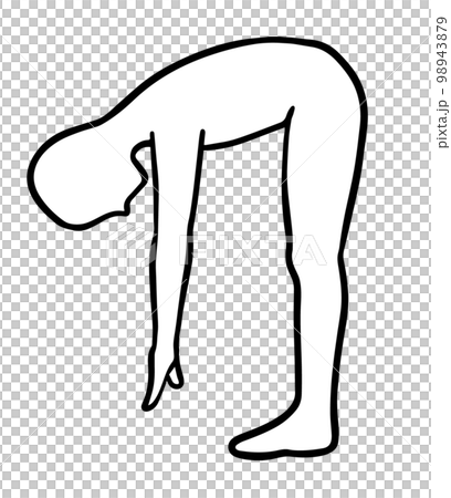 立位前屈、体が硬い人、人物のシルエット白黒 98943879