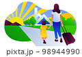 A girl and her mother return home 98944990