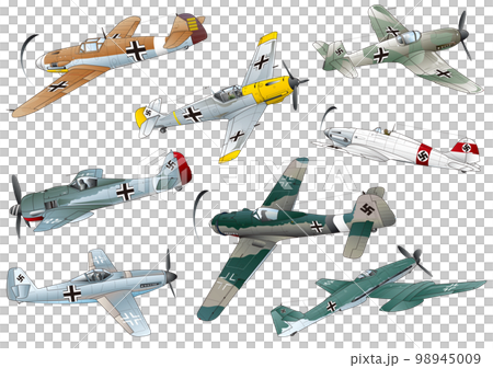 第二次世界大戦ごろに活躍したドイツ空軍のプロペラ戦闘機8機のvectorイラスト集 第二次世界大戦ごろに活躍したドイツ空軍のプロペラ戦闘機8機のvectorイラスト集 98945009