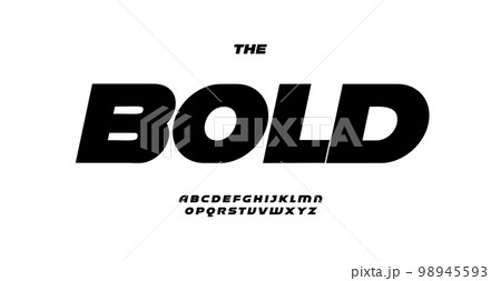 Bold sport alphabet, fat italic letters, big fat font for concise logo, purity heavy headline, emphasis typography, clean sleek type design. Vector typographic design 98945593