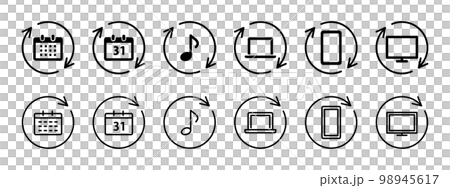 サブスク定額制、サブスクリプション月額サービスのベクターイラストア白黒イコン素材 サブスク定額制、サブスクリプション月額サービスのベクターイラストア白黒イコン素材 98945617