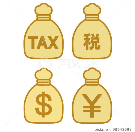 収入と支払い　日本円とドルの税金アイコンセット 98945695