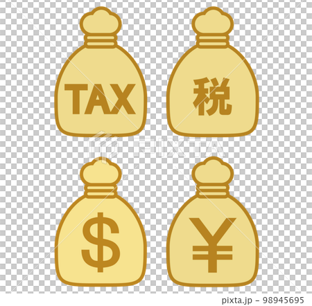 収入と支払い　日本円とドルの税金アイコンセット 98945695