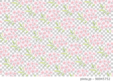 手描き風の桜の花_メッセージカード背景パターンイラスト 98945752