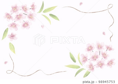 手描き風の桜の花_メッセージカード背景イラスト 98945753