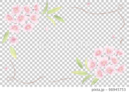 手描き風の桜の花_メッセージカード背景イラスト 98945753