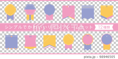 Simple and cute ribbon frame set 12 types pink Simple and cute ribbon frame set 12 types pink 98946505