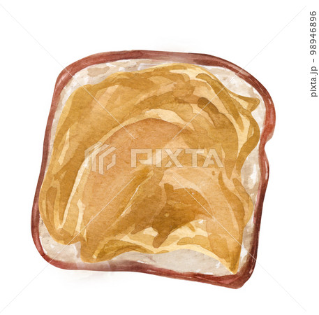 Watercolor Breakfast basic French toast with peanut butter 98946896
