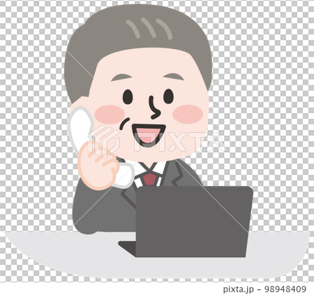 在辦公桌前打電話的高級男性上班族 98948409