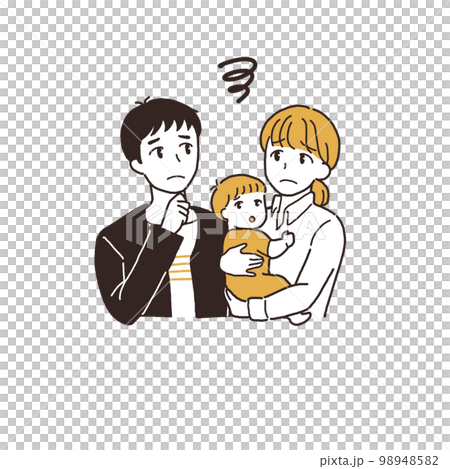 A couple with a baby Worried pose A couple with a baby Worried pose 98948582