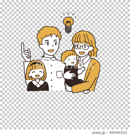 A couple with two children, an inspirational pose A couple with two children, an inspirational pose 98948583