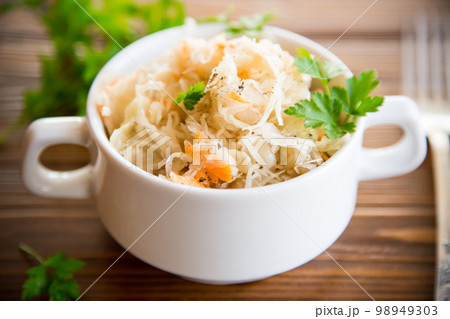 sauerkraut with carrots and spices in a bowl sauerkraut with carrots and spices in a bowl 98949303