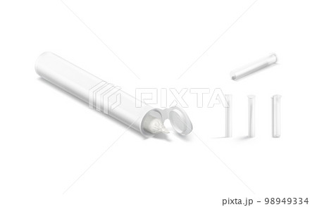 Blank white weed joint plastic tube pack mockup, different views 98949334