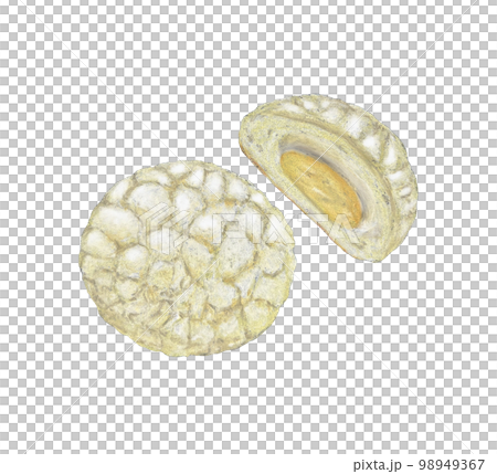 チョークアートで描いたメロンパン 98949367