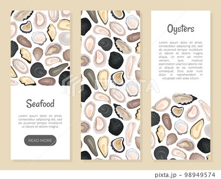 Oyster Fresh Seafood Banner Design with Sea Delicacy Food Vector Template 98949574