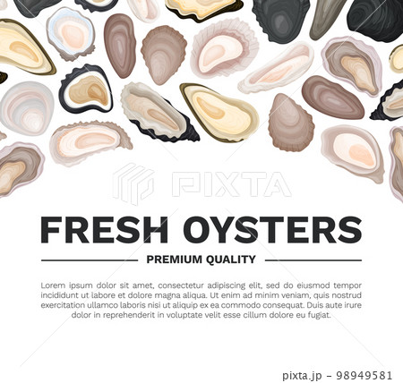 Oyster Fresh Seafood Banner Design with Sea Delicacy Food Vector Template 98949581