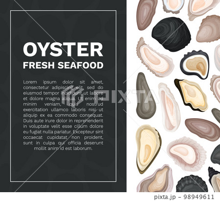 Oyster Fresh Seafood Banner Design with Sea Delicacy Food Vector Template 98949611