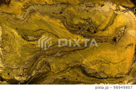 Marble Gold Mixed Ink Pattern. 98949807
