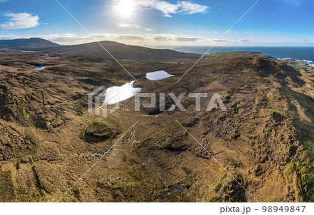 Aerial view of Glencolumbkille in County Donegal, Republic of Irleand 98949847