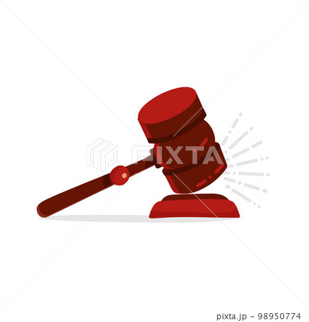 Gavel judge isolated on a white background. Wooden hummer law concept. Gavel kick on stand Flat cartoon style Vector illustration. 98950774