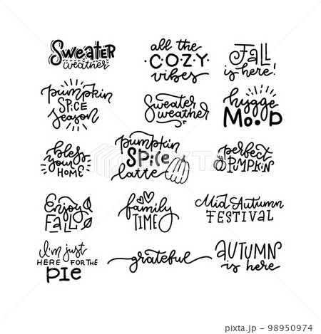 Hand drawn set of family inspirational quotes isolated on white background. Vector autumn cozy typography for home decor, posters, prints, pillows Hand drawn set of family inspirational quotes isolated on white background. Vector autumn cozy typography for home decor, posters, prints, pillows 98950974