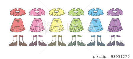アイドル衣装のイラストセット 98951279
