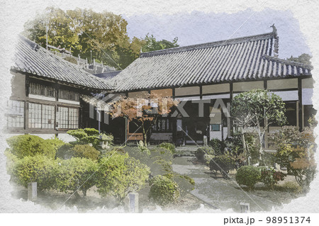 水彩画風 法泉寺 庫裏 岡山県井原市 水彩画風 法泉寺 庫裏 岡山県井原市 98951374