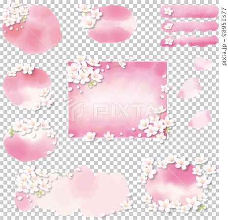 Sakura watercolor frame set 98951377