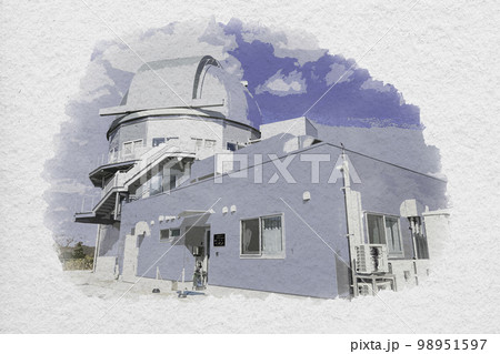 水彩画風　京都大学岡山天文台　せいめい望遠鏡　岡山県浅口市 98951597