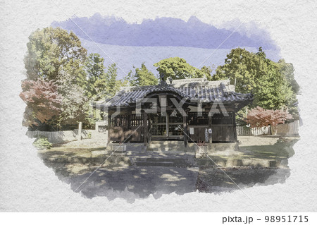 水彩画風 高岡神社 拝殿 岡山県里庄町 水彩画風 高岡神社 拝殿 岡山県里庄町 98951715