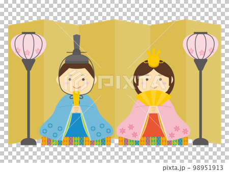 女兒節人偶的插圖_帶屏風 女兒節人偶的插圖_帶屏風 98951913