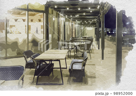 水彩画風　倉敷アリオ　Kusunoki Sunny Terrace　岡山県倉敷市 98952000
