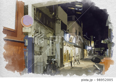 水彩画風　倉敷駅南口　えびす通商店街　岡山県倉敷市 98952005