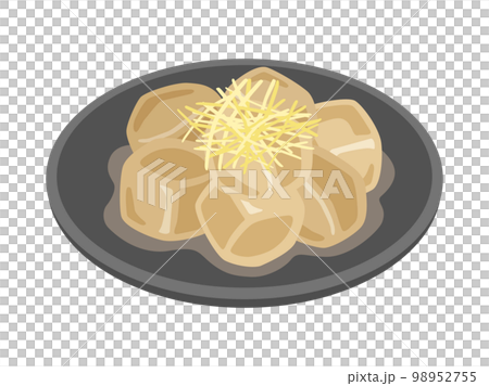 皿に盛り付けられた、里芋の煮っころがしのイラスト 98952755
