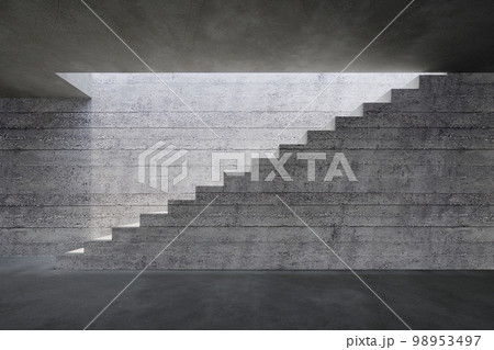 modern staircase in concrete space, 3d rendering 98953497