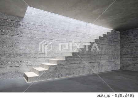 modern staircase in concrete space, 3d rendering 98953498