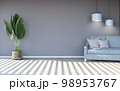 Minimal bright living room with sofa and plant 98953767