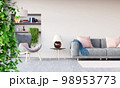 Modern bright living room with sofa and armchair 98953773