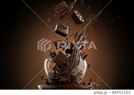 チョコレート 飛沫 ミルク 液体 スイーツ 甘い 98955103