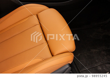 Recaro sport car seat close up view. Modern car interior Recaro sport car seat close up view. Modern car interior 98955245